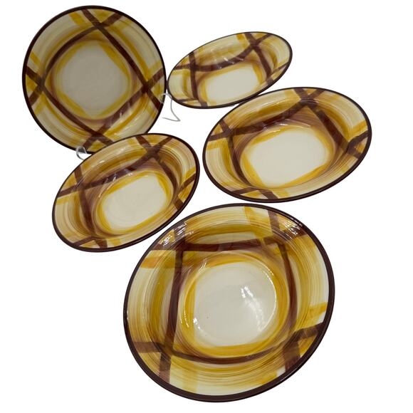 Vtg Organdie Vernonware Rimmed Soup Bowls by Metlox-Poppytrail-Vernon Set of 5